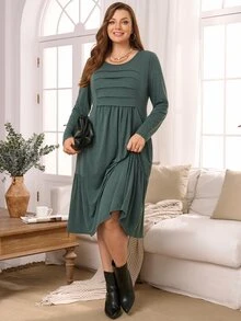 EMERY ROSE Women's Plus Size Long Sleeve Pullover Knit Dress Fall Clothes For Women Winter Clothes For Women  Fall Winter 2026 - Dark Green - View 4