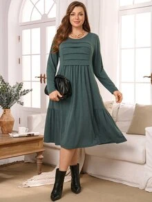 EMERY ROSE Women's Plus Size Long Sleeve Pullover Knit Dress Fall Clothes For Women Winter Clothes For Women  Fall Winter 2026 - Dark Green - View 9