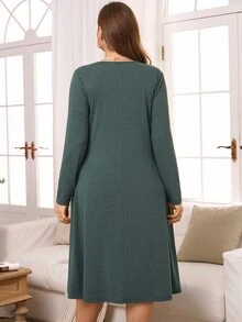 EMERY ROSE Women's Plus Size Long Sleeve Pullover Knit Dress Fall Clothes For Women Winter Clothes For Women  Fall Winter 2026 - Dark Green - View 3