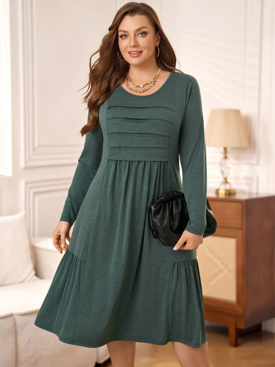 EMERY ROSE Women's Plus Size Long Sleeve Pullover Knit Dress Fall Clothes For Women Winter Clothes For Women  Fall Winter 2026 - Dark Green - View 1