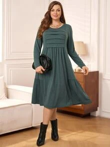 EMERY ROSE Women's Plus Size Long Sleeve Pullover Knit Dress Fall Clothes For Women Winter Clothes For Women  Fall Winter 2026 - Dark Green - View 2