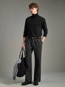 Manfinity Homme Men's Solid Color High Neck Casual Daily Long Sleeve Sweater Formal Old Money - Multicolor - View 5