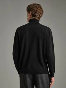 Manfinity Homme Men's Solid Color High Neck Casual Daily Long Sleeve Sweater Formal Old Money - Multicolor - View 2