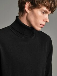 Manfinity Homme Men's Solid Color High Neck Casual Daily Long Sleeve Sweater Formal Old Money - Multicolor - View 10