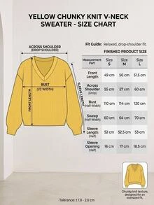 Pariaura Women's Light Yellow Knitted V-Neck Sweater Brunch Autumn Retro Casual - Yellow - View 13