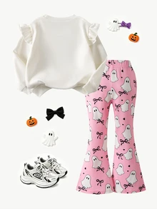 SHEIN Elladie kids 年輕女孩連帽衫與運動衫套裝 - 淺粉色 - 查看 2