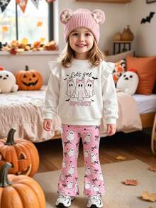 SHEIN Elladie kids 年輕女孩連帽衫與運動衫套裝 - 淺粉色 - 查看 1