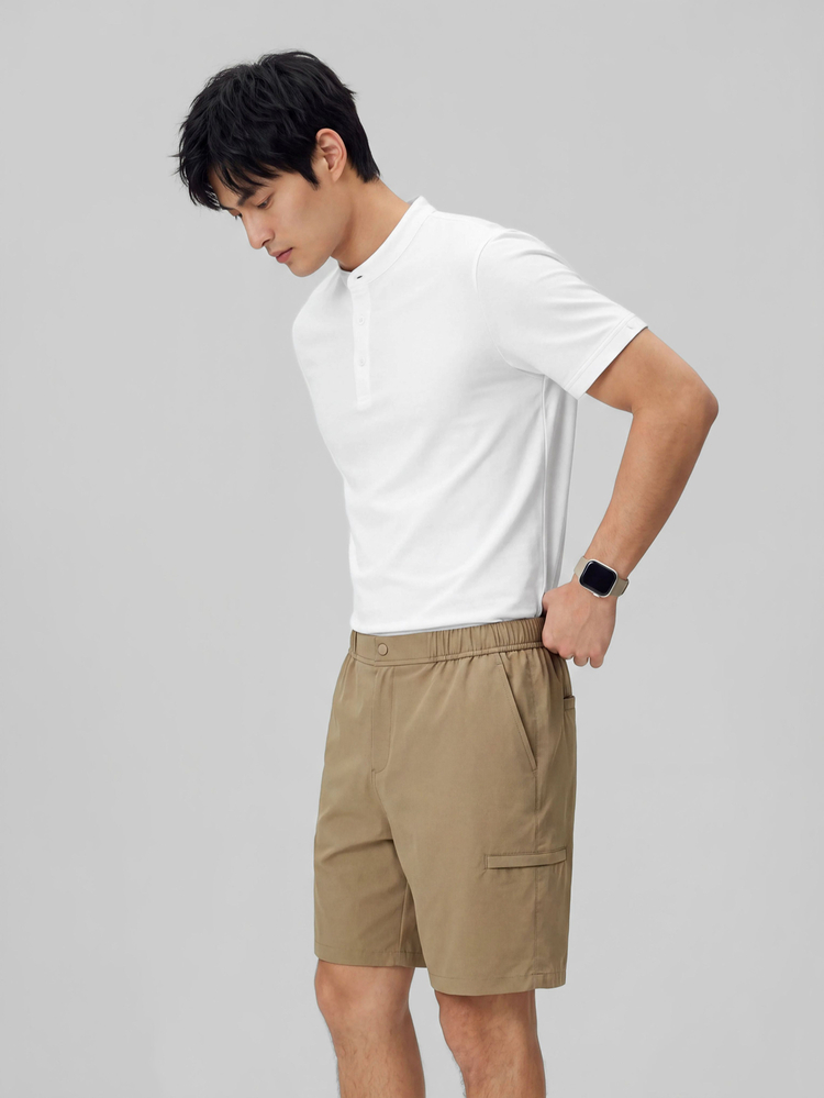 TekDrob Water Repellent And Wind Proof Utility Shorts With Zippered Cargo Pockets - Khaki - View 4