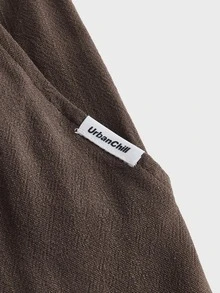 EASEVO Men's Plus Size Solid Color Waist Tie Pocket Wide Leg Loose Long Pants - Mocha Brown - View 4