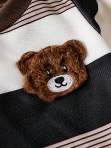 SHEIN Vintaside Kids 3件組男童幼兒多色抓絨運動衫與長褲套裝，復古熊圖案，基礎秋冬穿搭 - 彩色 - 查看 7