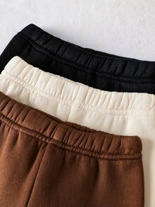 SHEIN Vintaside Kids 3件組男童幼兒多色抓絨運動衫與長褲套裝，復古熊圖案，基礎秋冬穿搭 - 彩色 - 查看 9