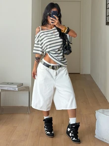 Coolane 女款秋季街頭風 Y2K 骷髏圖案寬鬆黑色 T 恤，適合外出穿著 - 彩色 - 查看 5
