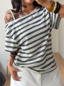 Coolane 女款秋季街頭風 Y2K 骷髏圖案寬鬆黑色 T 恤，適合外出穿著 - 彩色 - 查看 3