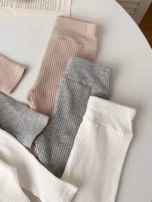 SHEIN 新生兒春秋長袖時尚簡約休閒連身衣搭配百搭休閒褲多件套裝，適合外出、露營、野餐、旅行、日常休閒、購物、公園散步 - 彩色 - 查看 7