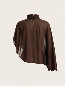 SHEIN Clasi Women's Solid Color Casual Daily Wear Shirt - Brown - View 2
