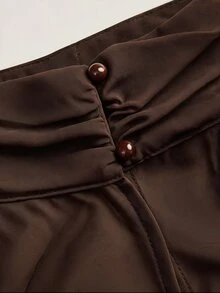 SHEIN Clasi Women's Solid Color Casual Daily Wear Shirt - Brown - View 6