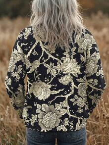 Zayélia Women's Floral Print Long Sleeve Single-Breasted Casual Regular Fit Jacket - Multicolor - View 2