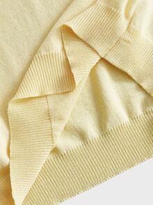 EASEVO Top de punto de manga corta de color liso para hombre talla grande - Amarillo - Ver 6