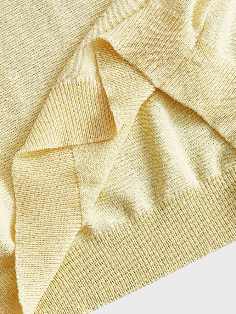 EASEVO Men's Plus Size Solid Color Short Sleeve Knit Top - Yellow - View 6