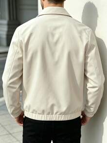 Manfinity Homme Men's Casual Solid Color Jacket, Versatile Young Street Style, Comfortable And Easy To Wear, Fashionable Button Jacket - Apricot - View 2
