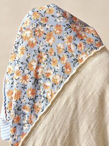 Bohemela Casual Knit Patchwork Round Neck Long Sleeve Loose Top For Women - Blue - View 10