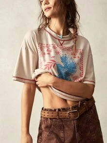 Bohemela Casual Solid Color Knitted Oversized Short Sleeve Crew Neck T-Shirt For Women - Apricot - View 6