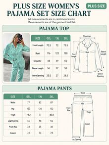 SHEIN PLUS SIZE Women 2 Pcs Button Front With Striped&Bot Pattern Homewear Cute Pajama Set - Green - View 7