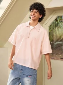 Whitmere GloMan Men's Summer Striped Casual Short Sleeve Shirt, Lightweight Breathable Basic Everyday Top, Suitable For Home, Outdoor Beach Vacation, Gift For Husband - Apricot - View 5