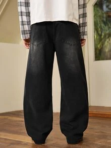 Whitmere Men's Fashion Rhinestone Non-Stretch Denim Jeans - Black - View 2