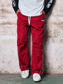 Skyrend Men's Street Collegiate Style Pants, Fall Grunge - Burgundy - View 7
