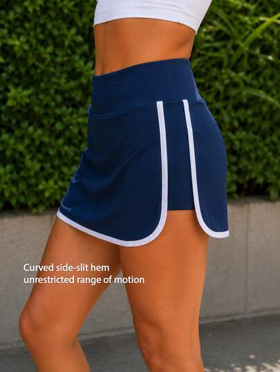 Fluxe Women's High Waist Trim Side Slit Athletic Skort