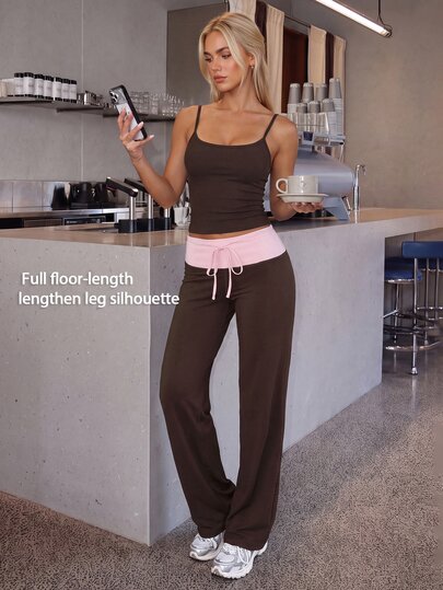 Fluxe Pantalon de sport taille haute patchwork blocs de couleurs pour femmes
