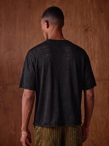 ESTAVOR 方正短版 100% 純棉 T-shirt - 黑色 - 查看 3