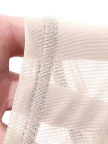 DAZY Women's Elastic Mesh Sheer Off Shoulder Top, Spring/Summer Long Sleeve Top Going Out Tops - White - View 7