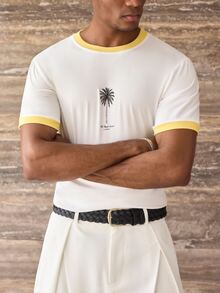 ESTAVOR Men's  Casual Short Sleeve  T-Shirt,  Streetwear ,Summer, Fashionable Daily Wear, - White - View 6