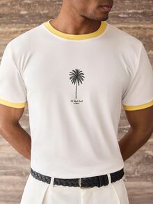 ESTAVOR Men's  Casual Short Sleeve  T-Shirt,  Streetwear ,Summer, Fashionable Daily Wear, - White - View 5