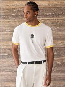 ESTAVOR Men's  Casual Short Sleeve  T-Shirt,  Streetwear ,Summer, Fashionable Daily Wear, - White - View 3