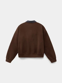ESTAVOR Men's Standard Size Black Pullover Pullover Sweatshirt With Embroidered Collar, Casual For Spring & Autumn - Brown - View 4