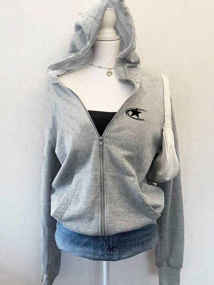 SHEIN Sparklyn Tween Girl Sweatshirt, Casual Comfortable Hooded Sweatshirt Loose Fit Top Jacket, Suitable For Autumn/Winter Wear, Casual Clothing, Autumn Apparel, Fashion Item, Girls Autumn Outfit - Multicolor - View 4
