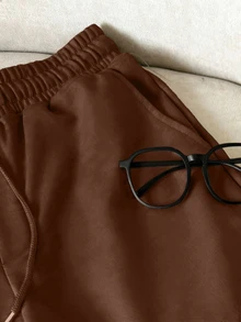 ESTAVOR Men's Summer Casual Versatile Solid Color Shorts - Brown - View 6