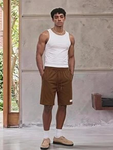 ESTAVOR Men's Summer Casual Versatile Solid Color Shorts - Brown - View 1