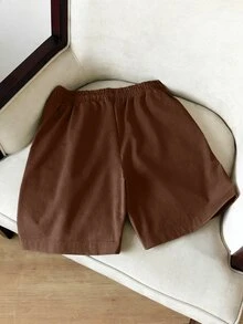 ESTAVOR Men's Summer Casual Versatile Solid Color Shorts - Brown - View 3