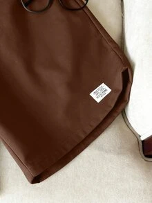 ESTAVOR Men's Summer Casual Versatile Solid Color Shorts - Brown - View 4