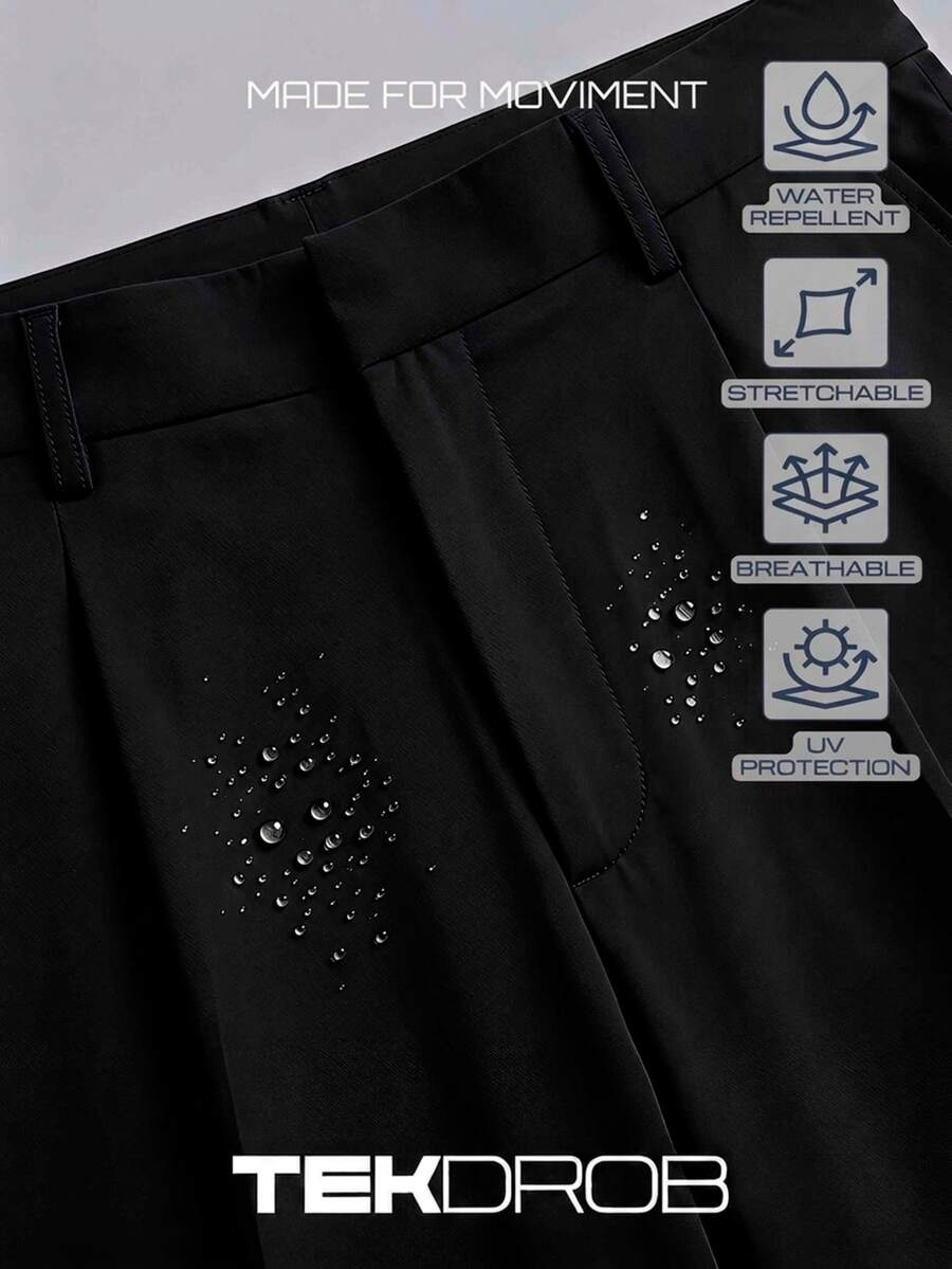 TekDrob WaterProof & UV Protection Tailored Pants With Straight Fit And Single Pleats - Black - View 1