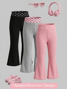 SHEIN Toddler Girls Polyester Solid Color Pocket Long Tight Fit Pants Back To School Multicolor - Multicolor - View 3