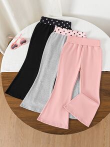 SHEIN Toddler Girls Polyester Solid Color Pocket Long Tight Fit Pants Back To School Multicolor - Multicolor - View 5