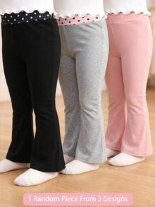SHEIN Toddler Girls Polyester Solid Color Pocket Long Tight Fit Pants Back To School Multicolor - Multicolor - View 4