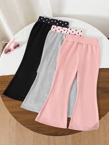 SHEIN Toddler Girls Polyester Solid Color Pocket Long Tight Fit Pants Back To School Multicolor - Multicolor - View 2
