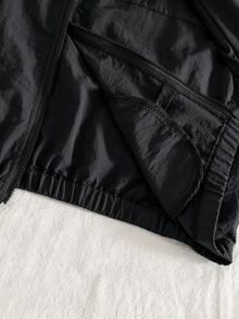 SHEIN 2件組 青少年女孩配色條紋拉鍊外套（附刺繡蝴蝶結）與鬆緊腰長褲，適合健身、瑜珈、休閒、Y2K風格，秋季穿搭 - 彩色 - 查看 7