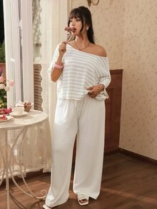 CovetEZ 春夏新款彩色条纹宽松加大码女式沙滩罩衫T恤 - 彩色 - 查看 4